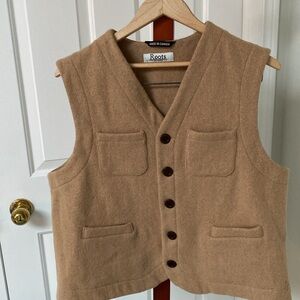 Vintage Roots wool Vest. Tan Beige with pockets